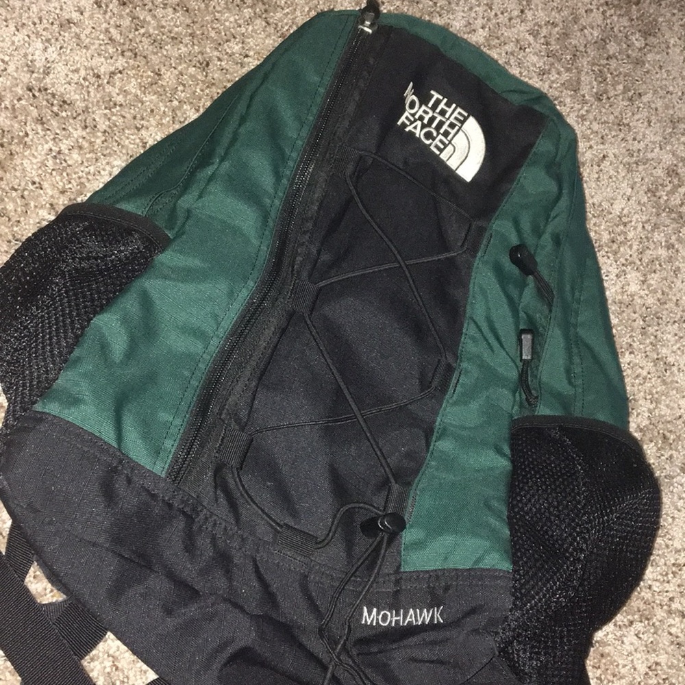 Green north face backpack